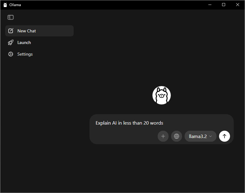 Entering prompt into Ollama message box