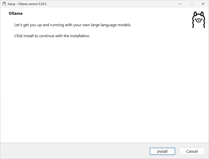 Running the Ollama setup installer on Windows