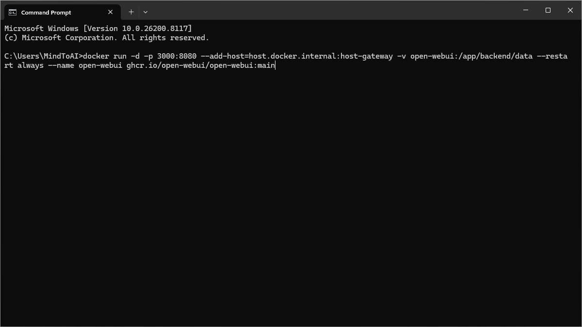 Open WebUI installation with docker run command