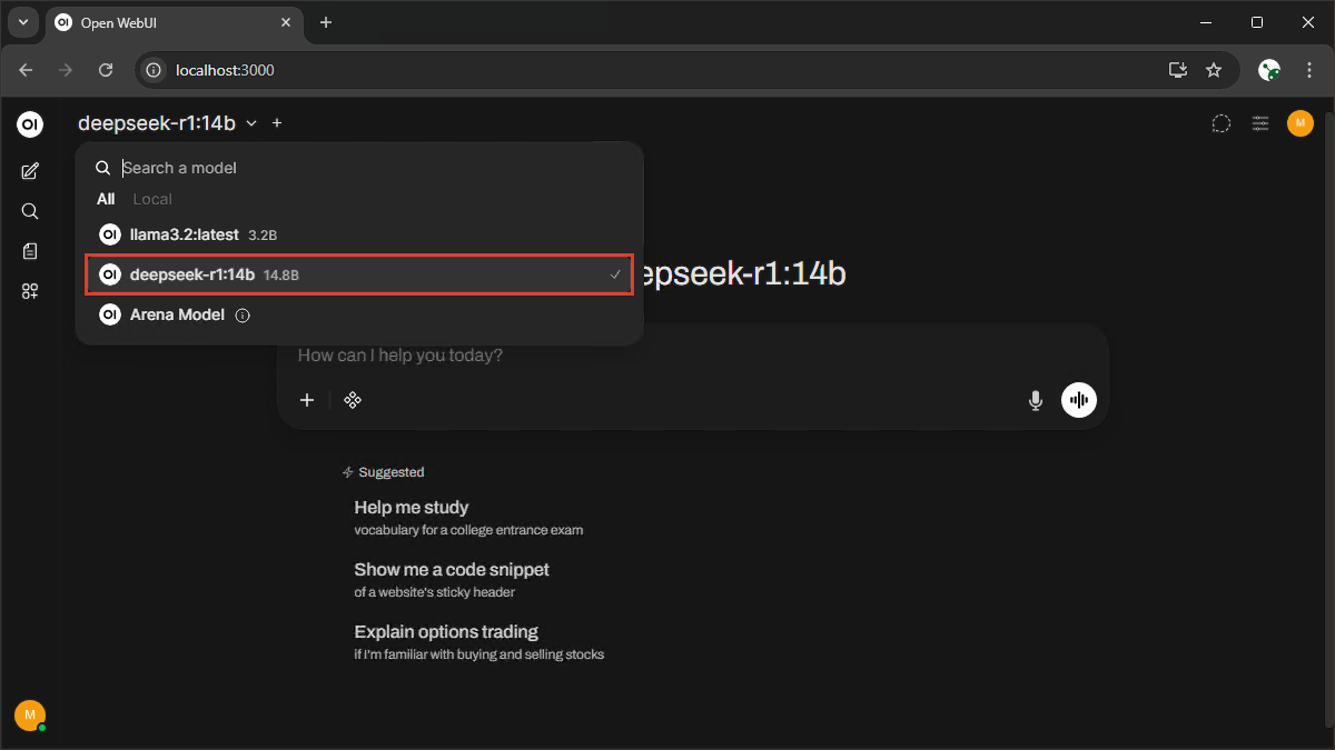 Switching between DeepSeek and Llama models in Open WebUI