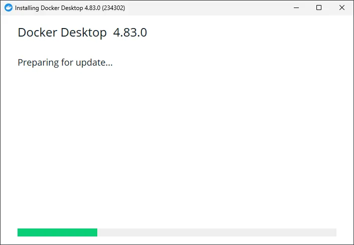 Docker Desktop sedang menginstal pembaruan